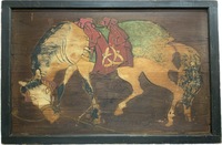 Japanese Artwork on Wood Panel of an Uma/Horse