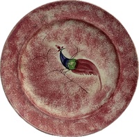 Large Spatterware Plate with Four Color Peafowl
