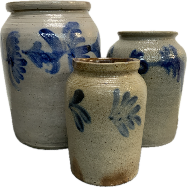 Lot of Three Decorated Stoneware Jars