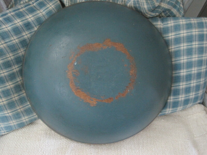 Old Original Blue Paint Wood Bowl Best Ever 