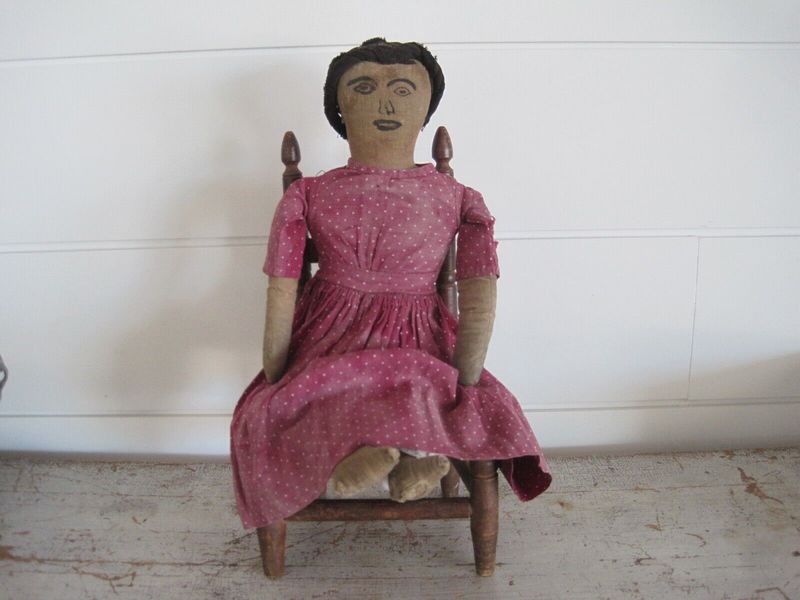 Early Tennessee Fabric Rag Doll Original Dress 
