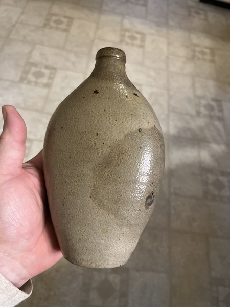 American 19th Century stoneware NY Pumpkin Flask